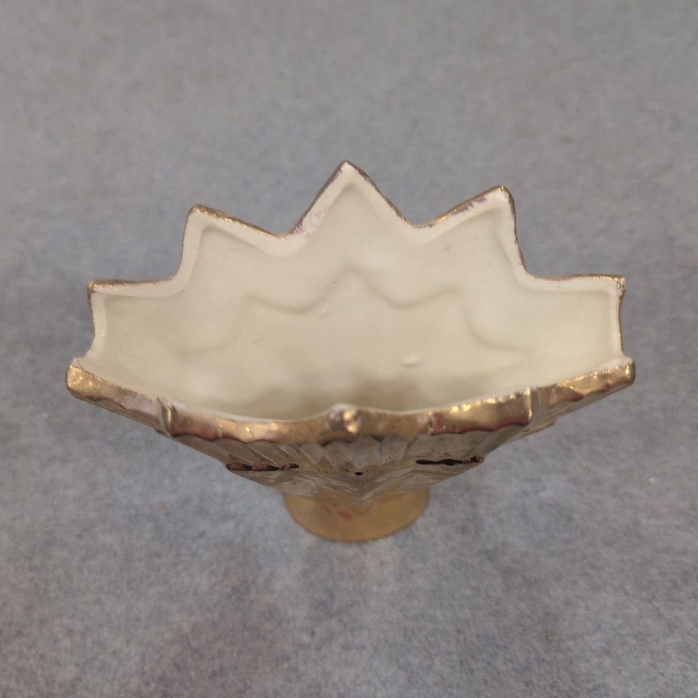 Vintage Art Deco Gold Metallic Ceramic Fan Sunburst Bud Vase - Picture 2 of 6